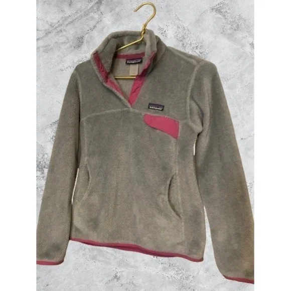Patagonia Re-Tool Snap-T Fleece Pullover Grey Pink Polartec 25442 Womens Small - Picture 2 of 7